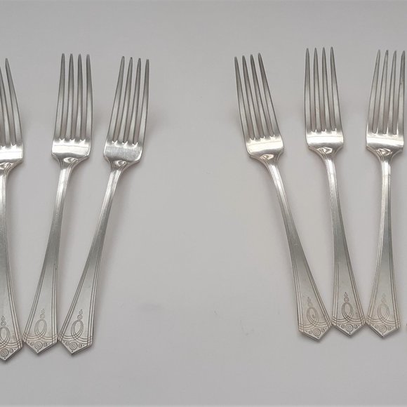 Oxford Silverplate Aurora Pattern 1930s Art Deco Flatware Oneida 28 Pieces - Picture 9 of 16